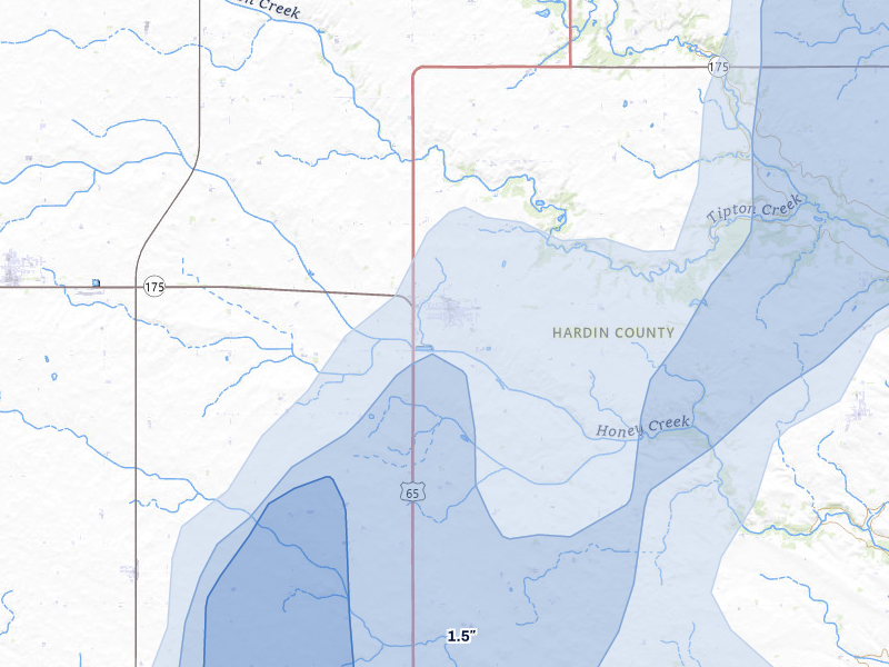 NEXRAD radar-signature map of the hail over Hubbard, IA