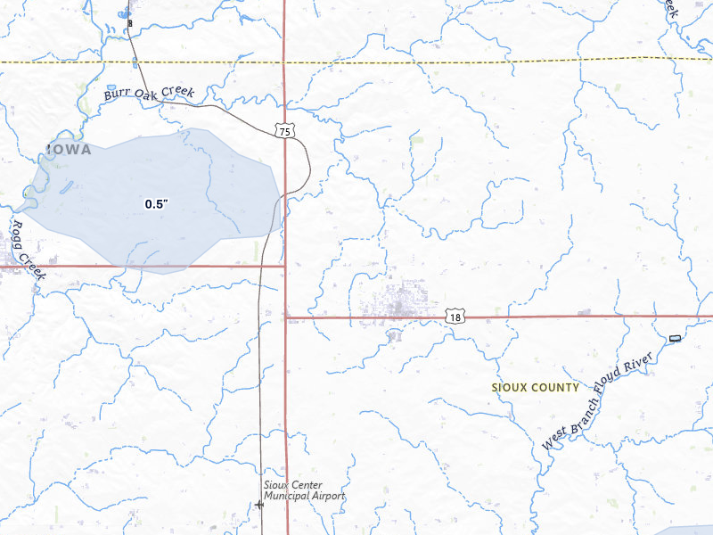 NEXRAD radar-signature map of the hail storm over Hull, IA on May 31, 2026