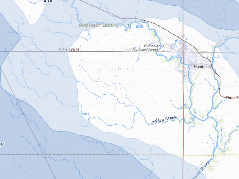 NEXRAD radar-signature map of the hail storm over Humboldt, IA on Aug 8, 2026