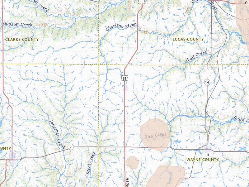Radar-estimated hail-size map of the storm over Humeston, IA on Jul 20, 2026