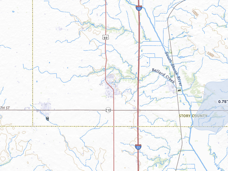 NEXRAD radar-signature map of the hail storm over Huxley, IA on Mar 6, 2026