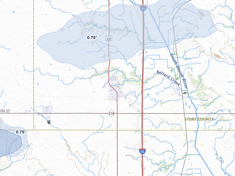NEXRAD radar-signature map of the hail storm over Huxley, IA on Mar 30, 2026