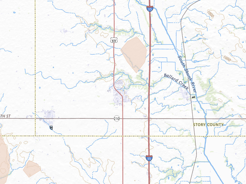 Radar-estimated hail-size map of the storm over Huxley, IA on Aug 12, 2026