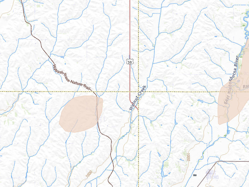 Radar-estimated hail-size map of the storm over Imogene, IA