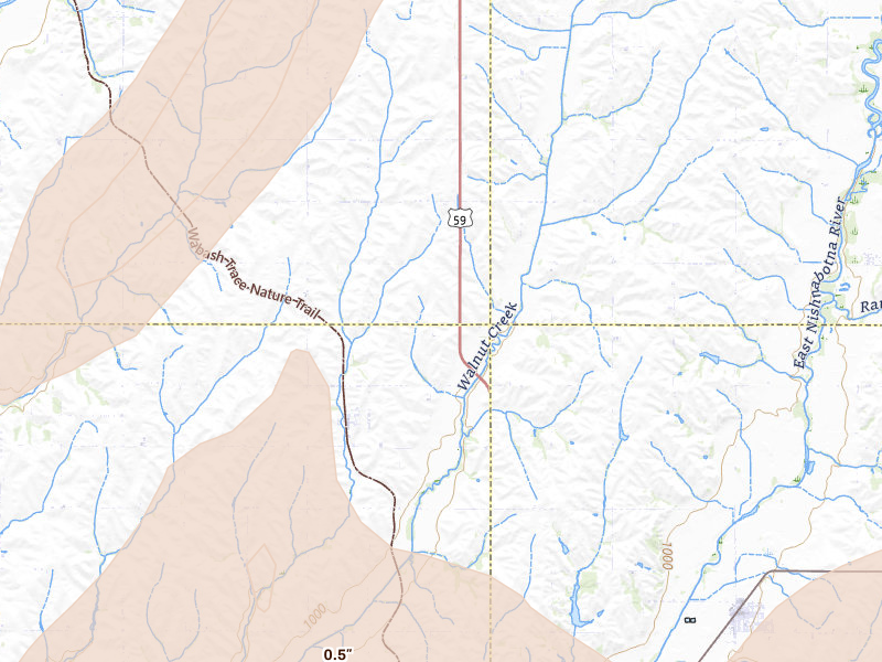 Radar-estimated hail-size map of the storm over Imogene, IA on Apr 23, 2026