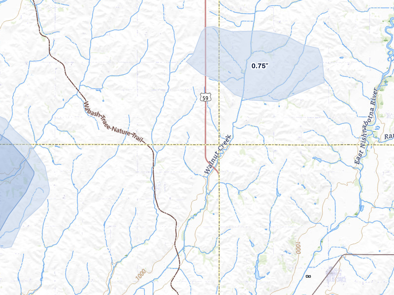 NEXRAD radar-signature map of the hail storm over Imogene, IA on May 17, 2026