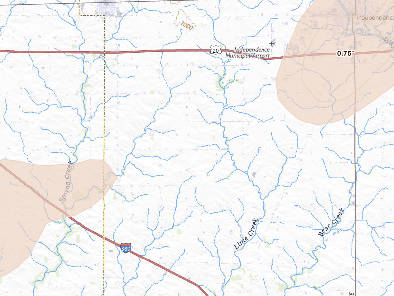 Radar-estimated hail-size map of the storm over Independence, IA