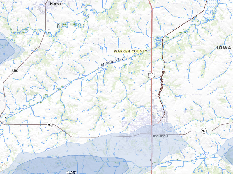 NEXRAD radar-signature map of the hail storm over Indianola, IA on May 15, 2026