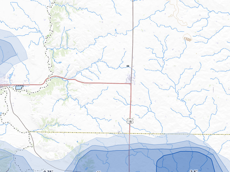 NEXRAD radar-signature map of the hail storm over Inwood, IA on Jun 27, 2026