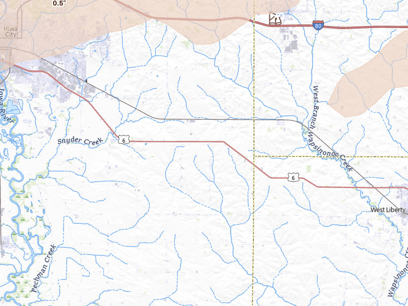 Radar-estimated hail-size map of the storm over Iowa City, IA on Mar 30, 2026