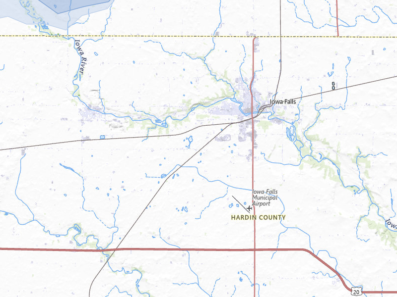 NEXRAD radar-signature map of the hail storm over Iowa Falls, IA on Jul 1, 2026
