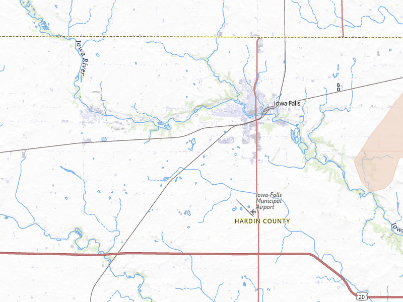 Radar-estimated hail-size map of the storm over Iowa Falls, IA on Jul 2, 2026