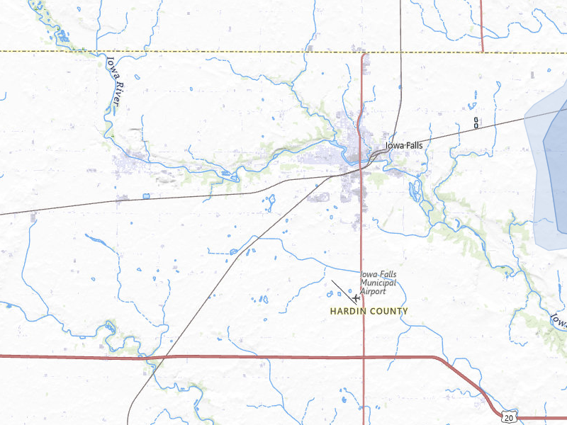 NEXRAD radar-signature map of the hail over Iowa Falls, IA