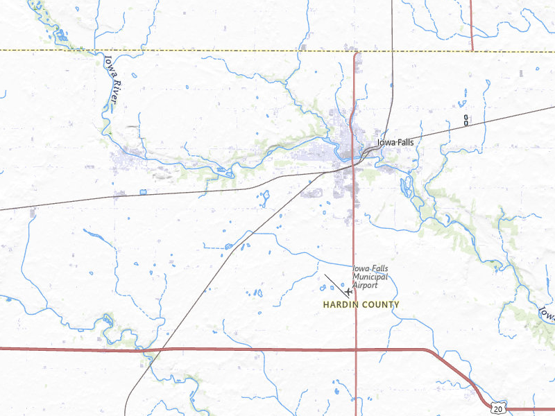 Radar-estimated hail-size map of the storm over Iowa Falls, IA on Jul 20, 2026