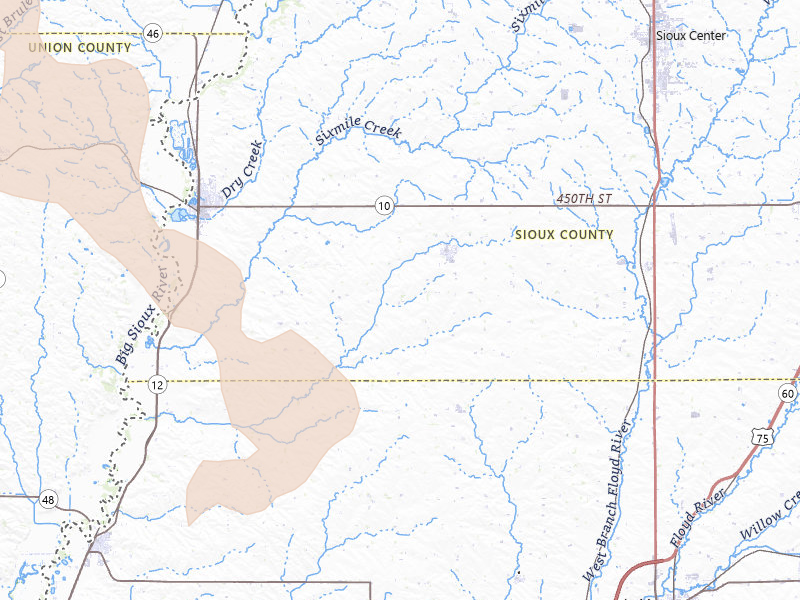 Radar-estimated hail-size map of the storm over Ireton, IA on Jul 25, 2026