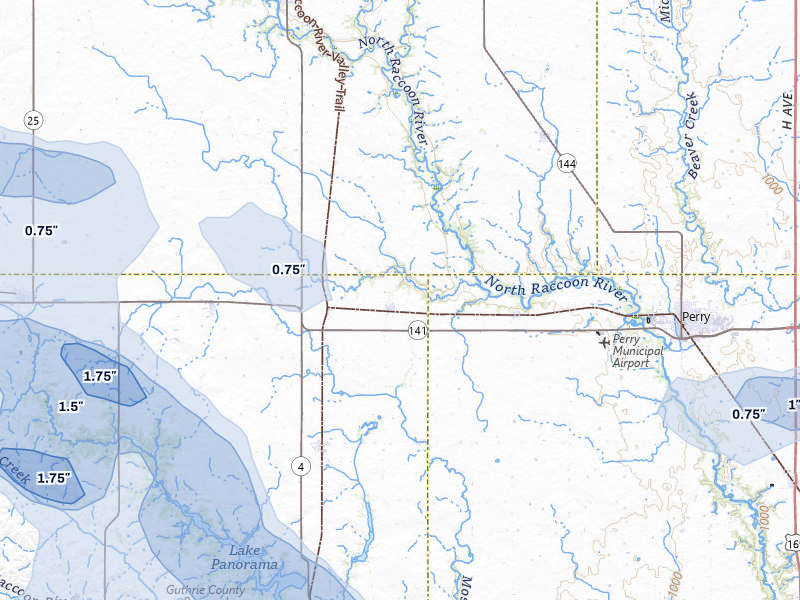 NEXRAD radar-signature map of the hail storm over Jamaica, IA on May 15, 2026