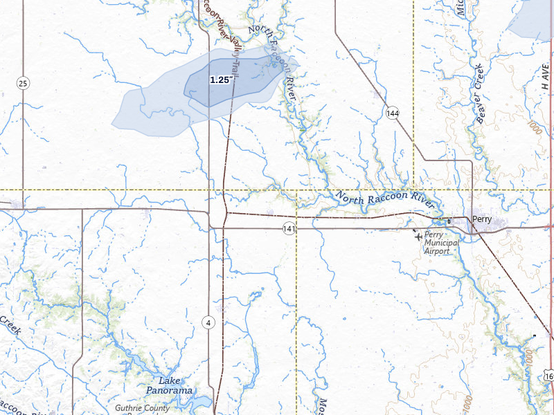 NEXRAD radar-signature map of the hail storm over Jamaica, IA on Jun 28, 2026