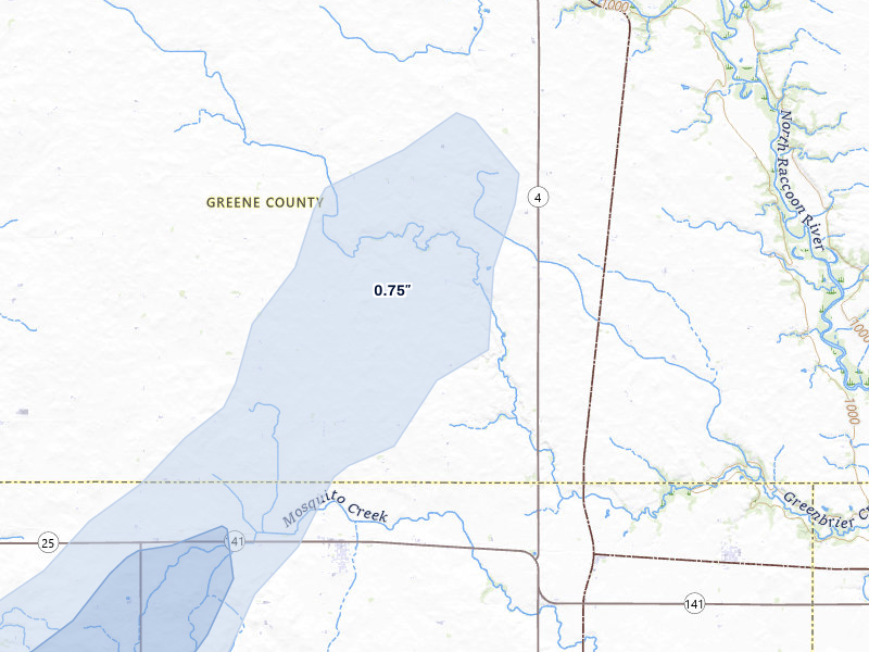 NEXRAD radar-signature map of the hail storm over Jefferson, IA on Mar 5, 2026