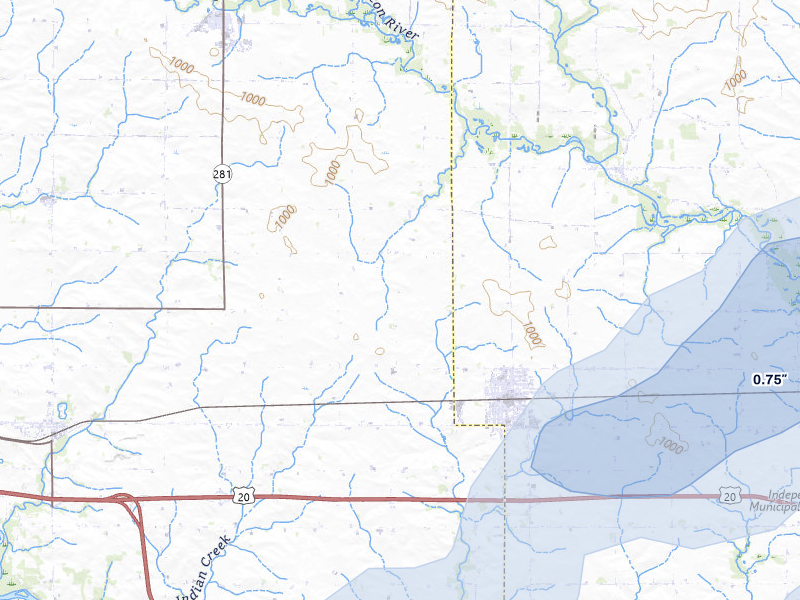 NEXRAD radar-signature map of the hail over Jesup, IA