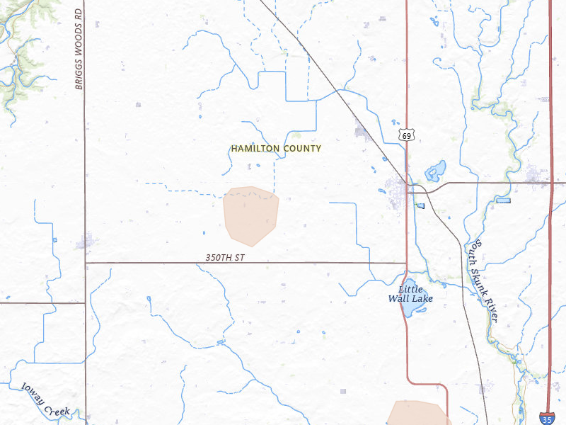 Radar-estimated hail-size map of the storm over Jewell, IA