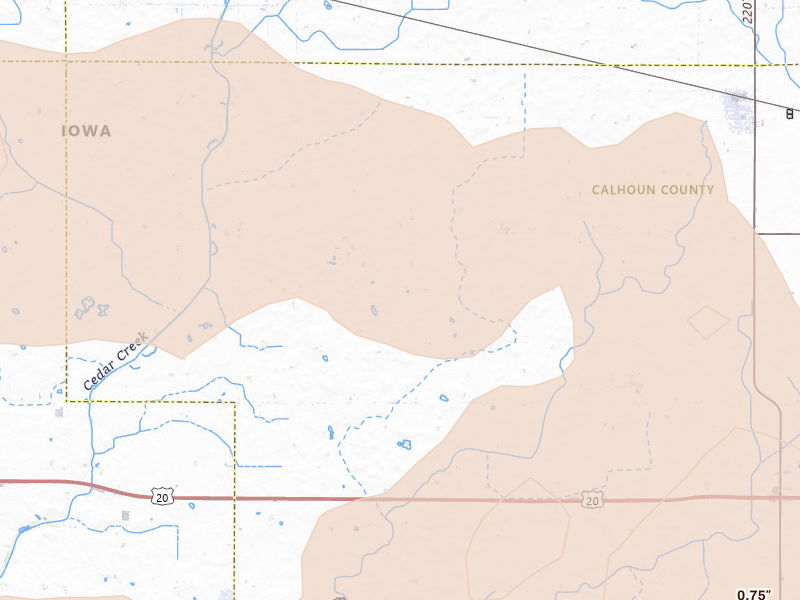 Radar-estimated hail-size map of the storm over Jolley, IA on Jun 16, 2026