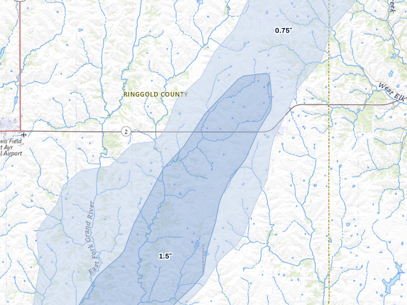 NEXRAD radar-signature map of the hail storm over Kellerton, IA on Mar 5, 2026