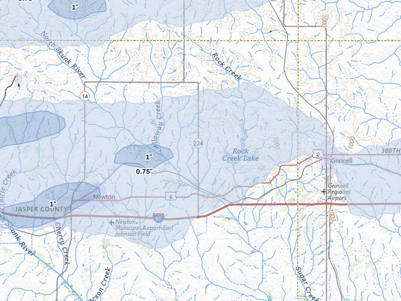 NEXRAD radar-signature map of the hail storm over Kellogg, IA on Mar 30, 2026