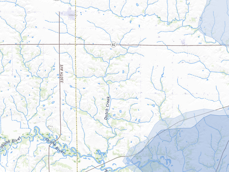 NEXRAD radar-signature map of the hail storm over Keota, IA on Jul 3, 2026