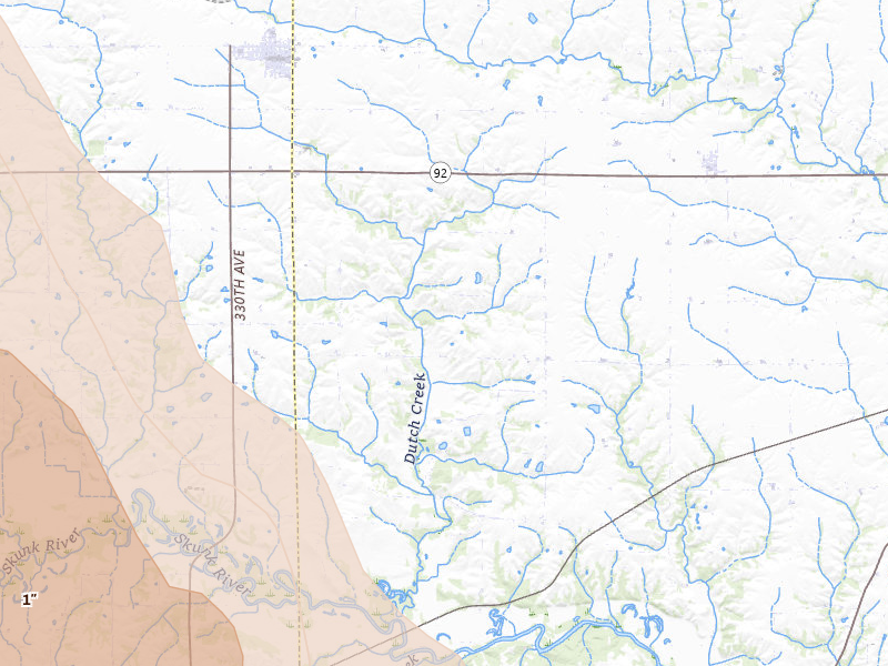 Radar-estimated hail-size map of the storm over Keota, IA on Jul 20, 2026