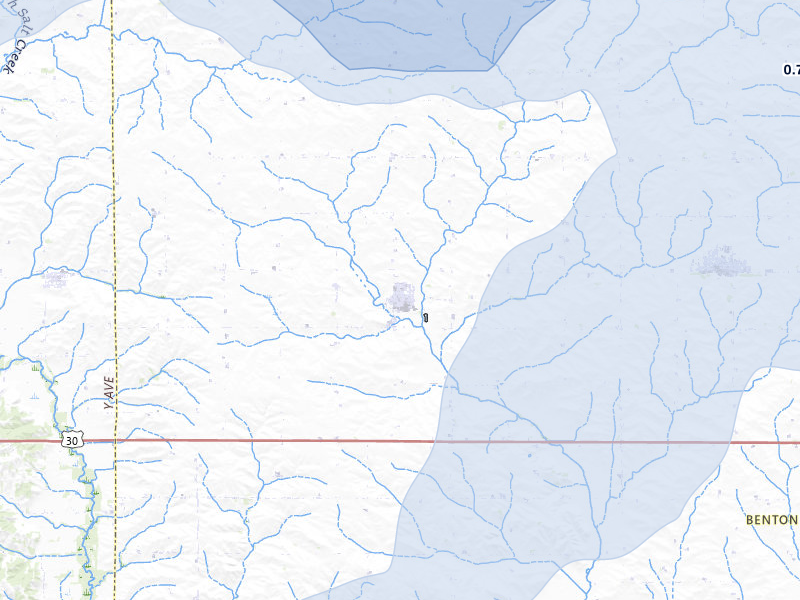 NEXRAD radar-signature map of the hail over Keystone, IA
