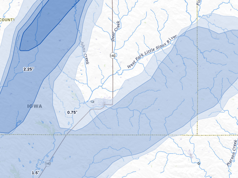 NEXRAD radar-signature map of the hail over Kingsley, IA