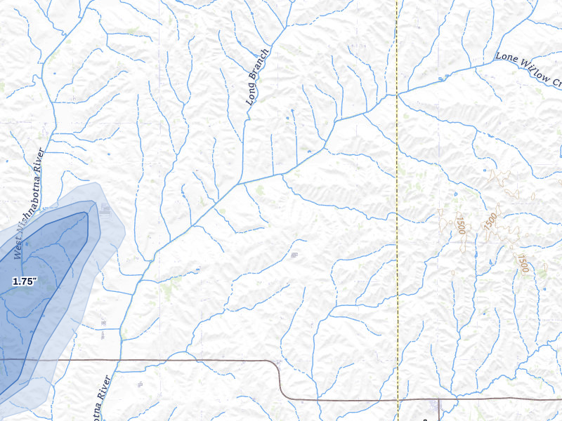 NEXRAD radar-signature map of the hail storm over Kirkman, IA on Aug 4, 2026