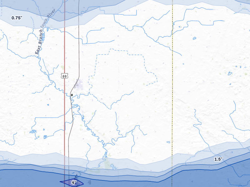 NEXRAD radar-signature map of the hail storm over Klemme, IA on May 15, 2026