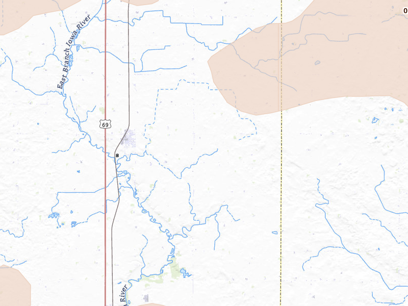 Radar-estimated hail-size map of the storm over Klemme, IA on Jul 8, 2026