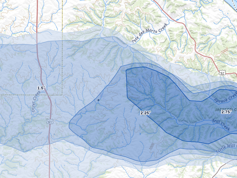 NEXRAD radar-signature map of the hail storm over La Motte, IA on Jul 3, 2026