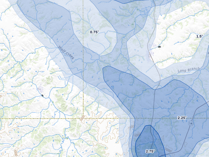 NEXRAD radar-signature map of the hail storm over Lacona, IA on Jun 5, 2026
