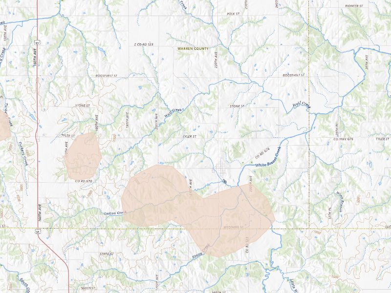 Radar-estimated hail-size map of the storm over Lacona, IA