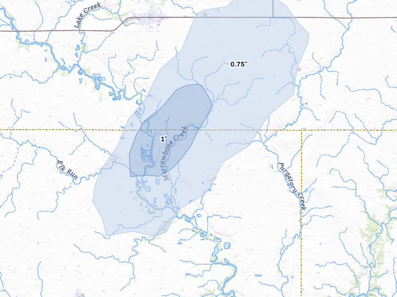 NEXRAD radar-signature map of the hail storm over Lake City, IA on Mar 5, 2026