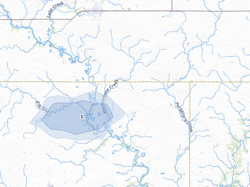 NEXRAD radar-signature map of the hail storm over Lake City, IA on May 17, 2026