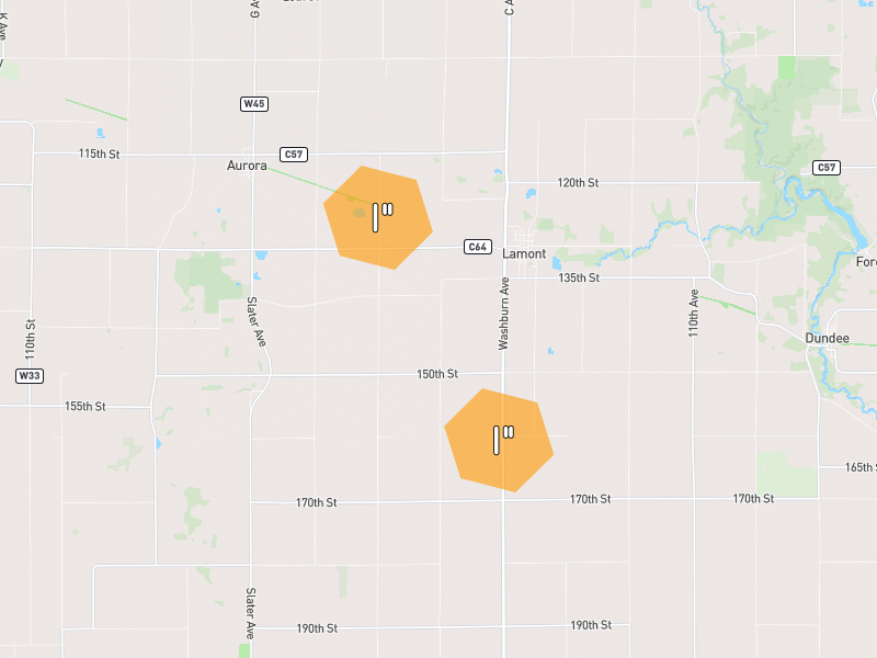 Hail map of Lamont, IA on Jun 28, 2026, hail up to 1"