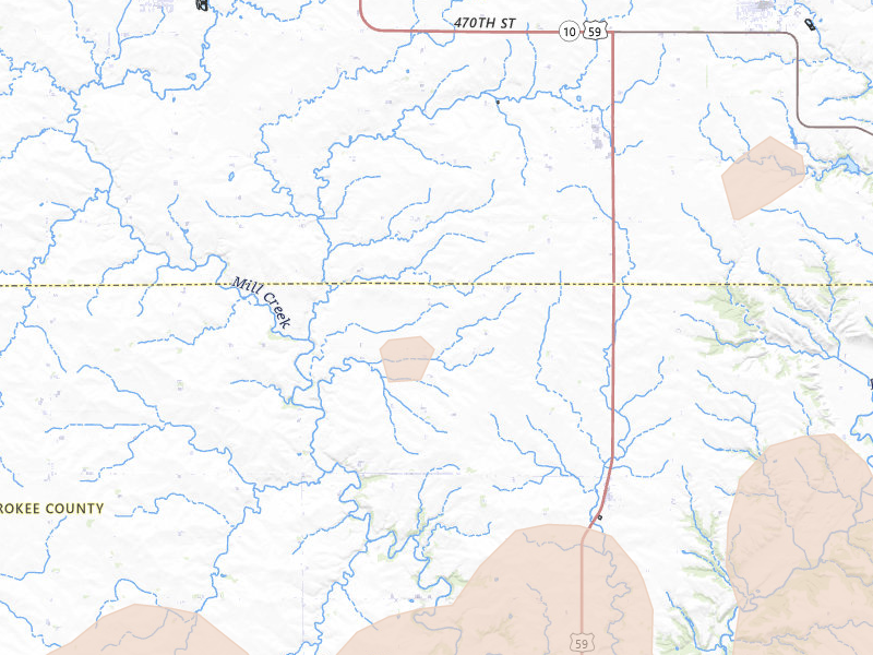 Radar-estimated hail-size map of the storm over Larrabee, IA on Jul 2, 2026