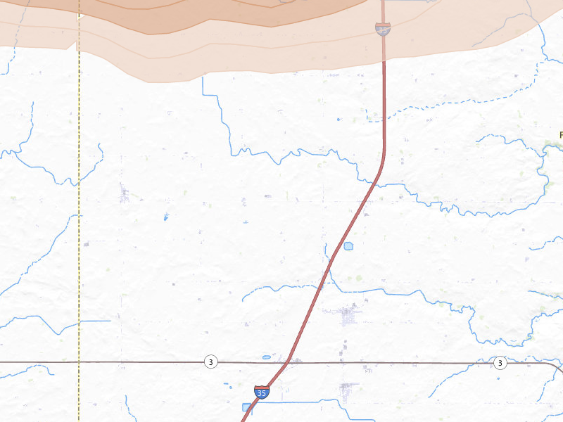 Radar-estimated hail-size map of the storm over Latimer, IA on May 15, 2026