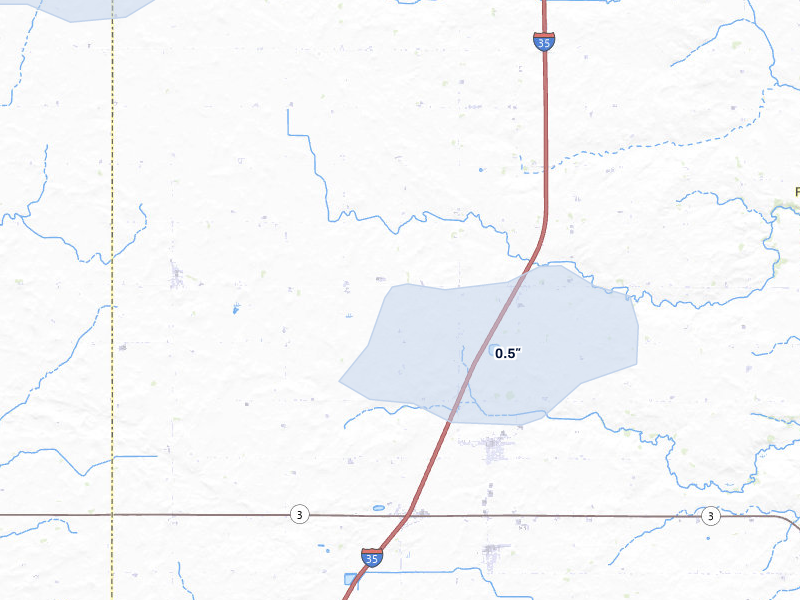 NEXRAD radar-signature map of the hail storm over Latimer, IA on May 15, 2026
