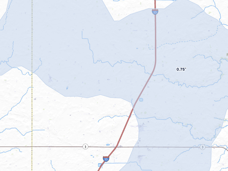NEXRAD radar-signature map of the hail storm over Latimer, IA on Jun 28, 2026