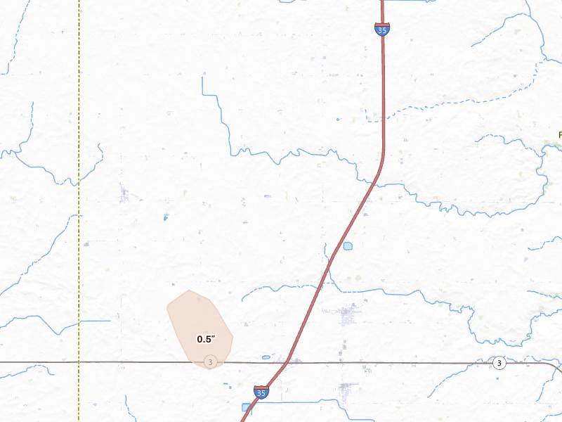 Radar-estimated hail-size map of the storm over Latimer, IA