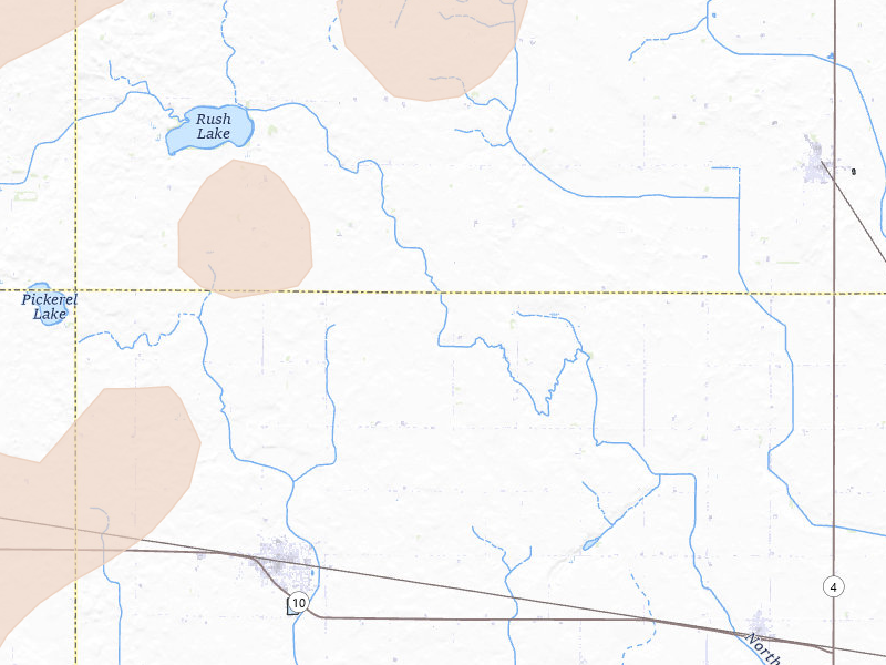 Radar-estimated hail-size map of the storm over Laurens, IA on Apr 23, 2026