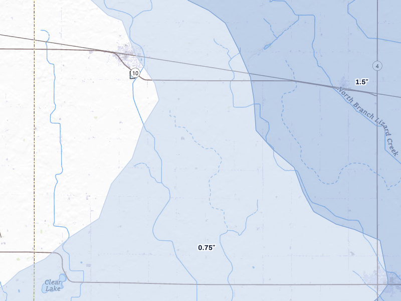 NEXRAD radar-signature map of the hail storm over Laurens, IA on Aug 8, 2026