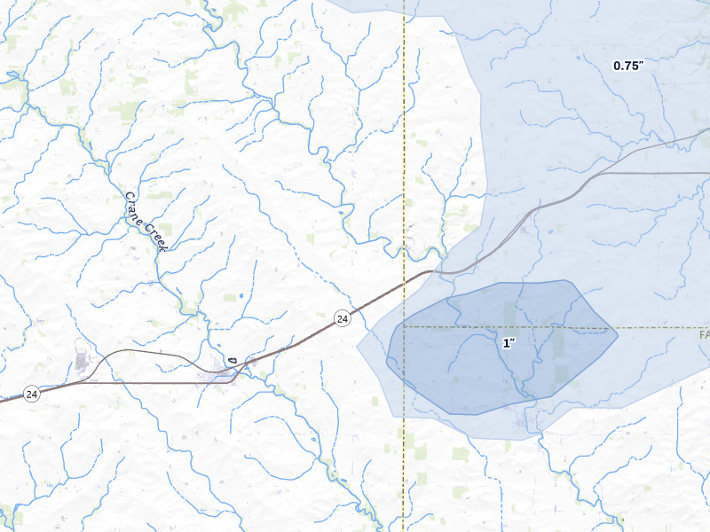 NEXRAD radar-signature map of the hail storm over Lawler, IA on Aug 11, 2026