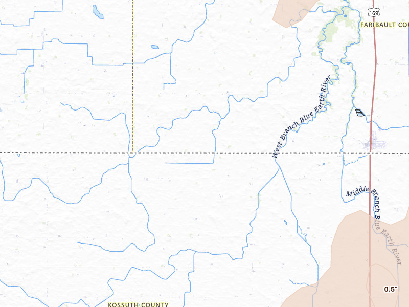 Radar-estimated hail-size map of the storm over Ledyard, IA on Apr 11, 2026