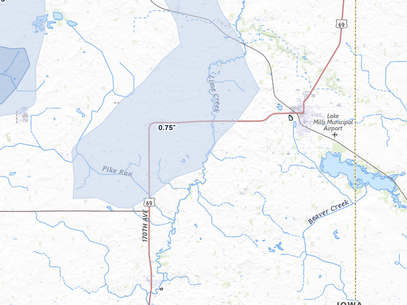 NEXRAD radar-signature map of the hail storm over Leland, IA on May 17, 2026